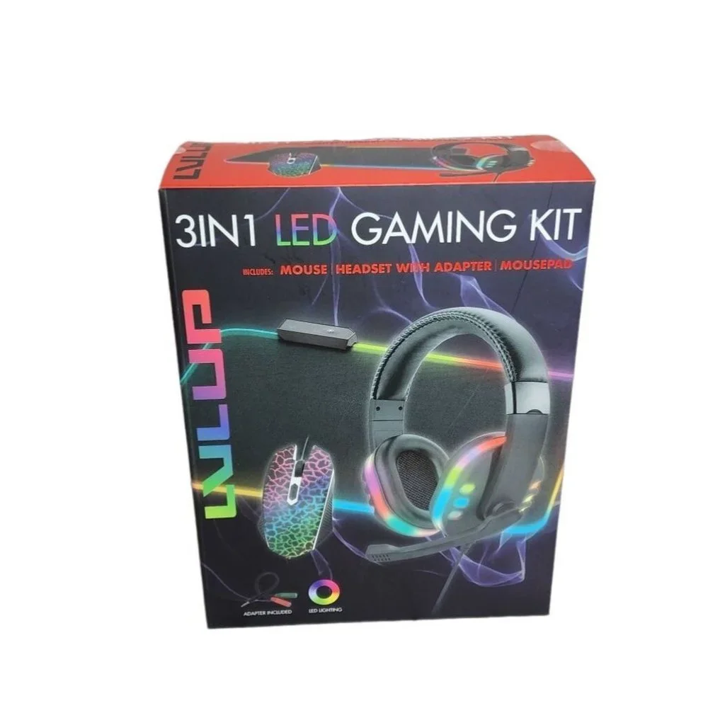 3-in-1 Universal LED Gaming Kit: Mouse, Headset Adapter & Mousepad